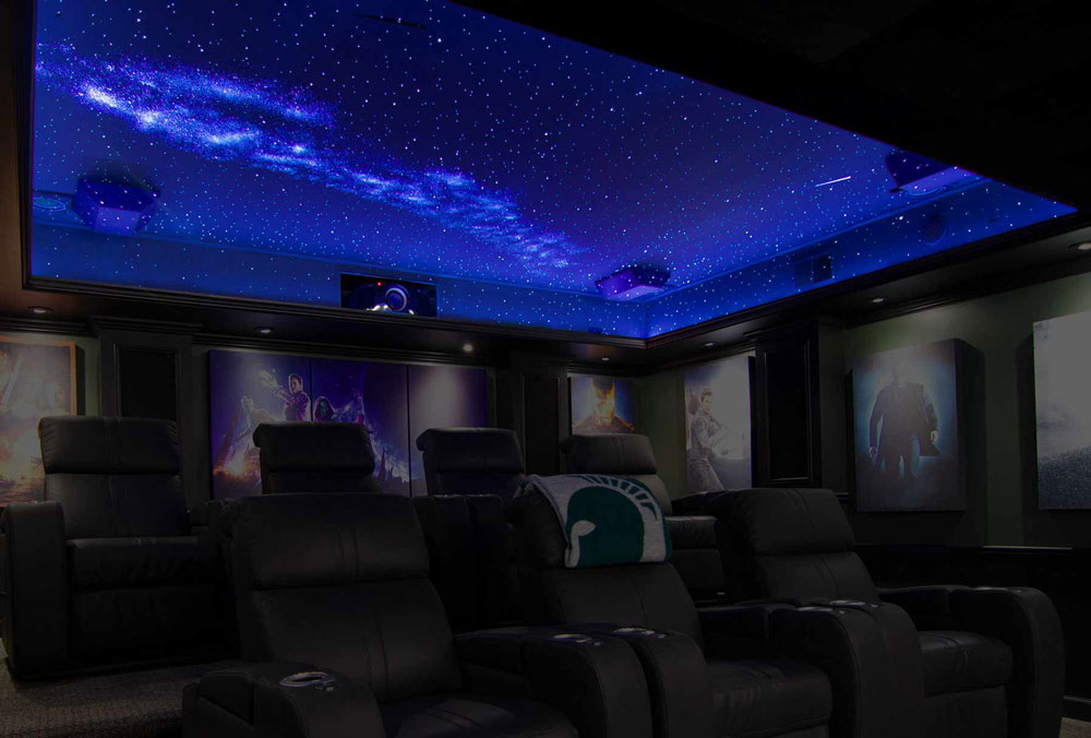 Home Theater with Night Sky Murals from DIY Kit Home Theater with Night Sky Murals from DIY Kit